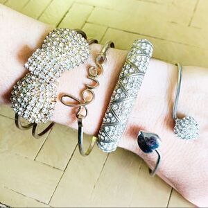Vintage Rhinestone Bracelet Bundle Love Bow Heart